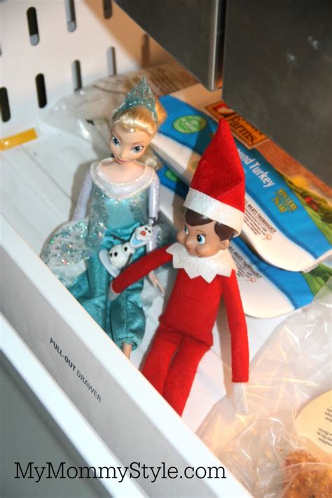 Elf On The Shelf Frozen Hanging Out In The Freezer With Elsa My