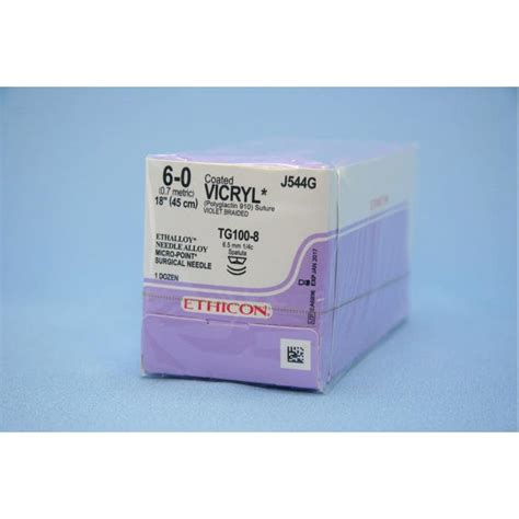 Ethicon Vicryl Suture J544g Braided Violet 6 0 18 Tg100 8 Double