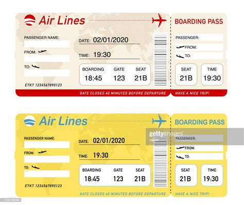 Airplane Ticket Boarding Pass Template Vector High Res Vector Graphic