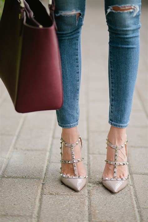 Burgundy Nude Cute Shoes Me Too Shoes Valentino Rockstud Shoes