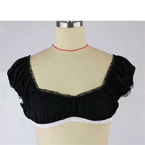 sexy adult french maid off shoulder bra top and mini skirt anime cosplay costume n19278