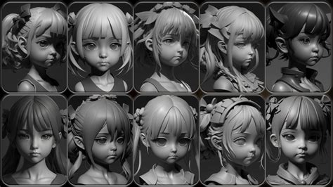 Artstation 300 Anime Girl Head Sculpt Kid And Teen Reference Pack