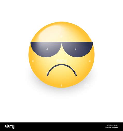 Angry Emoji Face With Sunglasses Cute Sad Emoticon Wearing Black