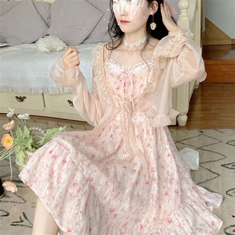 Sexy Cinta Kawaii Vestido De Princesa Das Mulheres Verão 2023 Japonês Cintura Alta Doce Vestido