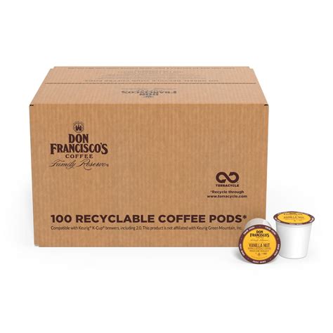 Don Franciscos Vanilla Nut Flavored Coffee Pods Medium 100 Ct