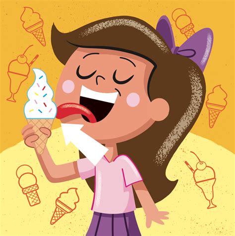 millertoons girl licking ice cream cone