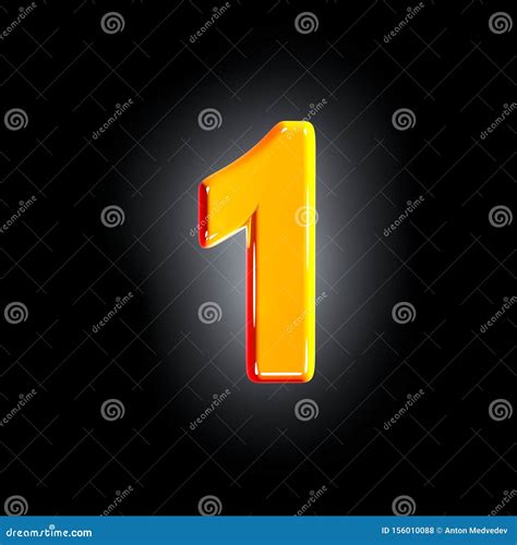 Number 1 Of Festive Orange Glossy Font Isolated On Solid Black