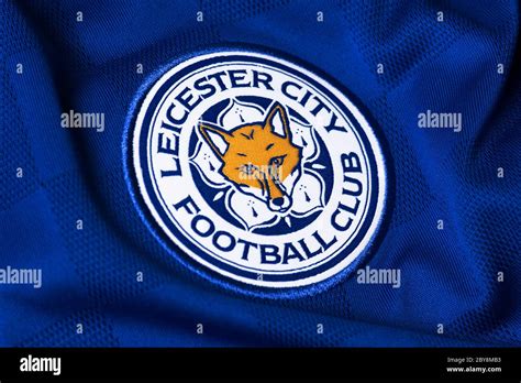 Close Up Of Leicester City Fc Crest Stock Photo Alamy