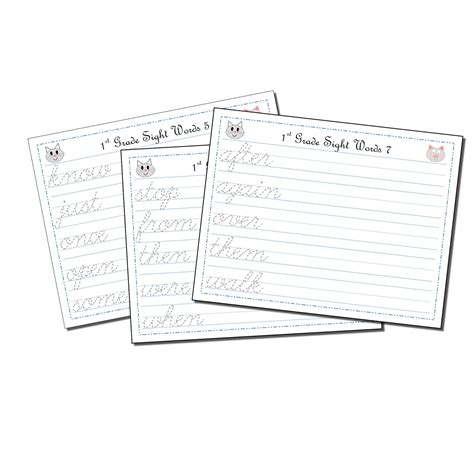 1st Grade Sight Words Cursive Handwriting Worksheets Etsy