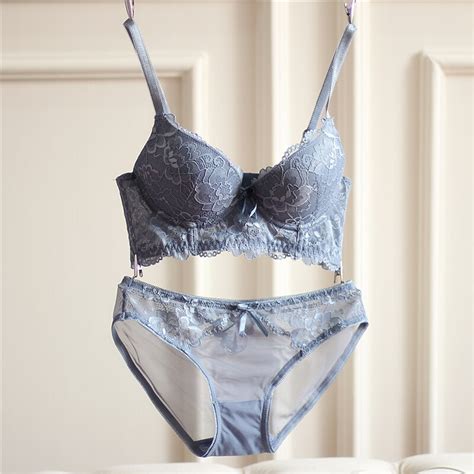 new sexy lace bra set solid flower three quarters women underwear yw143 in bra and brief sets from