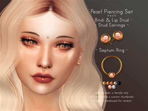 Pearl Piercing Set In 2020 Piercings Pearls Sims 4 Cc