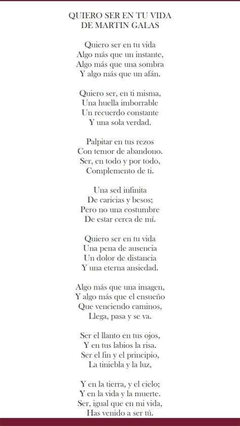 Poema Quiero Ser En Tu Vida Martín Galas Poemas Profundos Poemas De