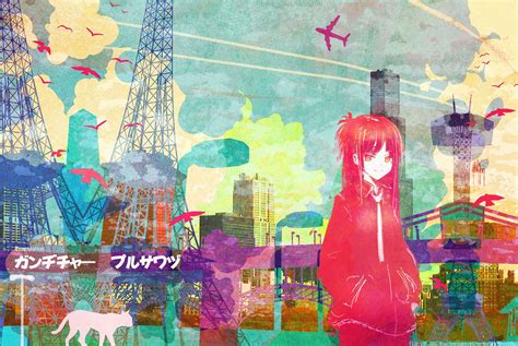 Beautiful Day Color Pink Girl Anime City Cat Birds Animal