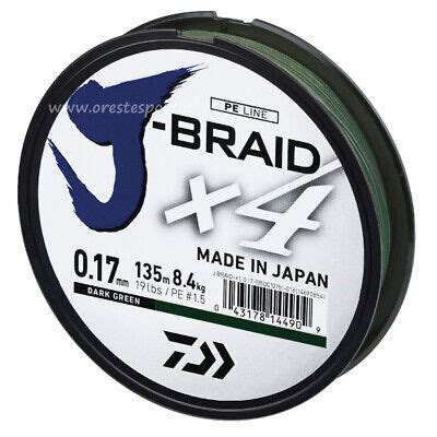 TRECCIATO DAIWA J BRAID X4 135 Mt GREEN FILO PESCA EBay