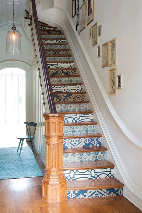 Wallpaper is the common and reasonably priced idea among stair wall décor ideas. Guadala Wallpaper | Wallpaper staircase, Tiled staircase ...