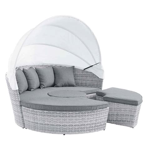 Modway Scottsdale 4 Piece Wicker Outdoor Patio Daybed With Gray