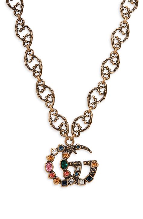 Gucci Crystal Double G Pendant Necklace Nordstrom