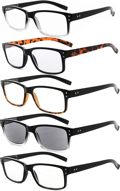 Eyewear Frames 5 Pack Round Retro Reading Glasses With Spring Hinges Include Sunshine Readers