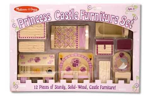 Melissa And Doug Princess Castle Wooden Dollhouse Furniture 12 Pcs