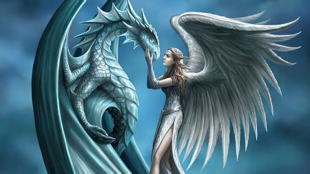 Remy is the first dragon the protagonist meets upon arrival in the dragons' world. Angel and dragon - Fantasy & Abstract Background ...