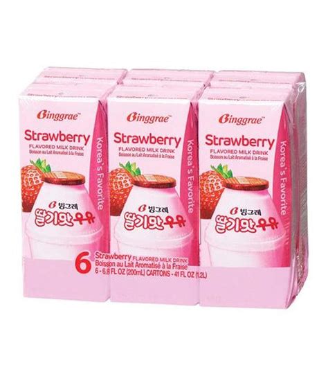 Binggrae Strawberry Flavored Milk Drink 6x200ml Haisue