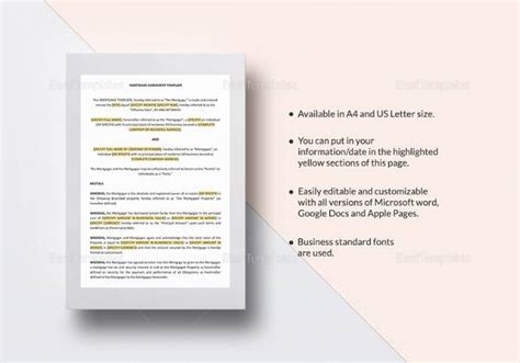 sample mortgage agreement template   documents