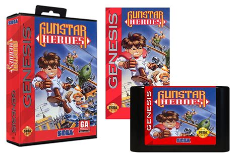 Gunstar Heroes Sega Genesis Reproduction Video Game Cartridge With
