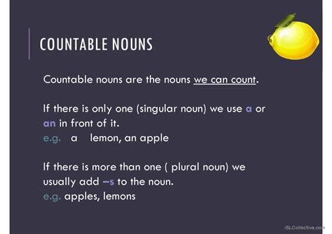 Countable And Uncountable Nouns Gene English Esl Powerpoints