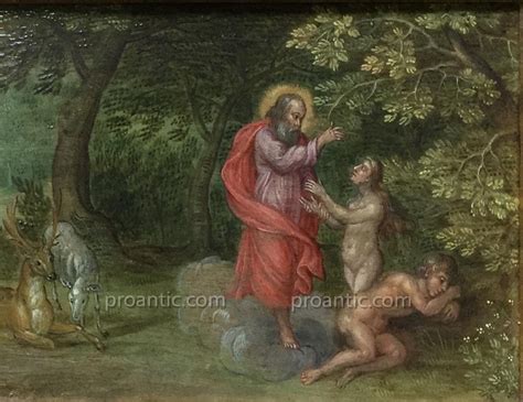 Proantic Jan Brueghel Attr The Paradise 4 Brass Adam And Eve In T