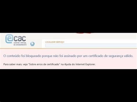 Portal ecac erro certificado não assinado dataprev YouTube