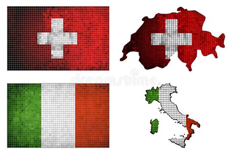 Italiens flagge ist eine in grün, weiß und rot gehaltene trikolore. Satz Karten Und Flaggen Von Italien Und Von Schweiz Stock ...