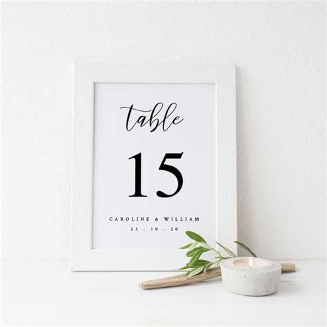 Table Number Card Black And Whitw 4x6 And 5x7 Editable Etsy Table
