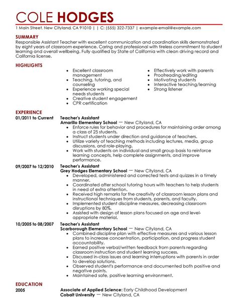 Scrutinize the resume profile samples below to generate ideas on how to write your own resume. Best Assistant Teacher Resume Example | LiveCareer