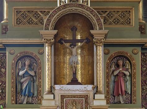 Cross On The Altar In The Church Of Saint Martin In Zagreb Stock Image