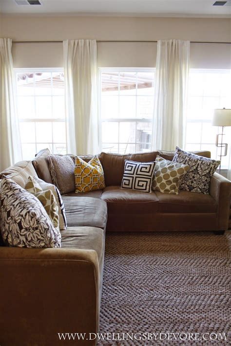 We did not find results for: Brown couch, patterned rug, gray walls, ivory curtains. Also cool idea to piece togeth… | Living ...