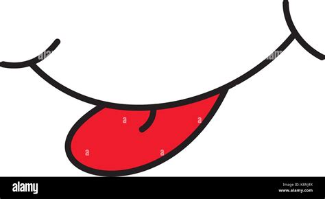 Cartoon smile, mouth, with tongue. silhouette vector illustration Stock