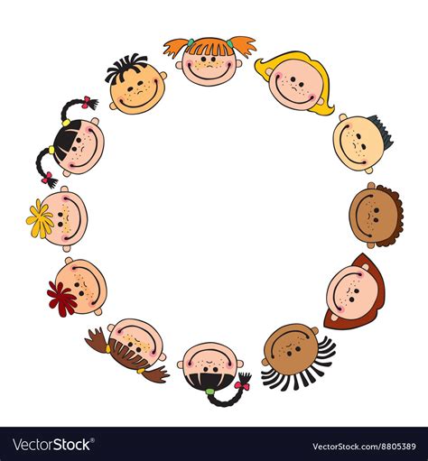 The World Children In A Circle Kids Smile White Vector Image