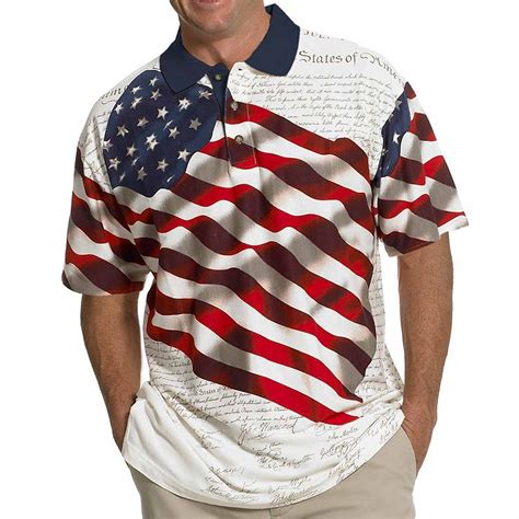 Theflagshirt Mens Stars And Stripes Polo T Shirt