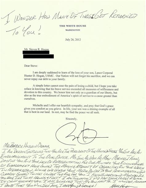 Or they are the first contact with the recipient. Father of a fallen U.S. Marine returns condolence letter ...