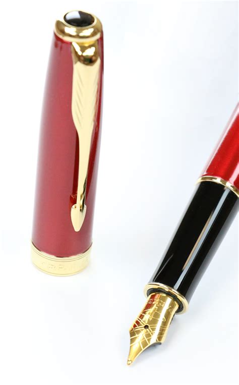 Parker Sonnet Fountain Pen In Red Lacquer With Gold Trim