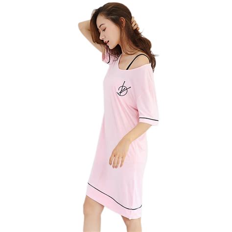 Plus Size Sexy Pink Nightdress Women Plus Size Modal Loose Nightgowns