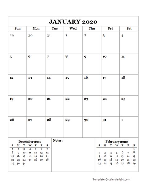 2020 Blank Monthly Planner Free Printable Templates