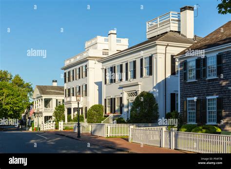 Stately White Clapboard Sea Captains Homes Along N Water Street In