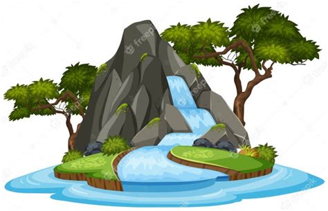 An Isolated Waterfall On White Background Vector Premium Download