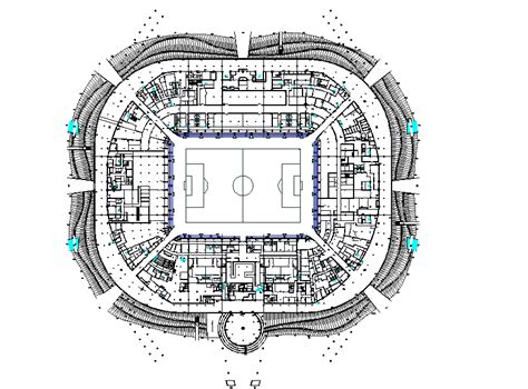 Complete Architectural Layout Plan Of A Stadium Cadbull