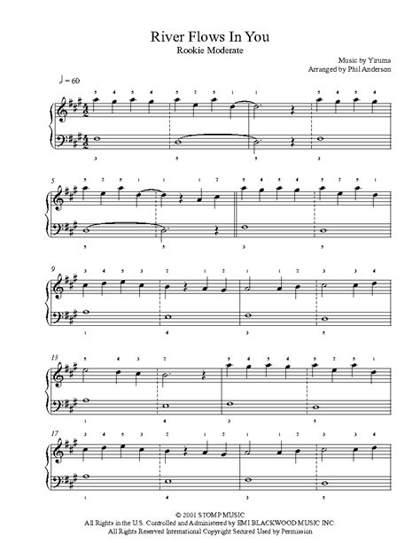 Purchasers of this musical file are entitled to use it for their personal enjoyment and musical fulfillment. River Flows In You by Yiruma Piano Sheet Music | Rookie Level
