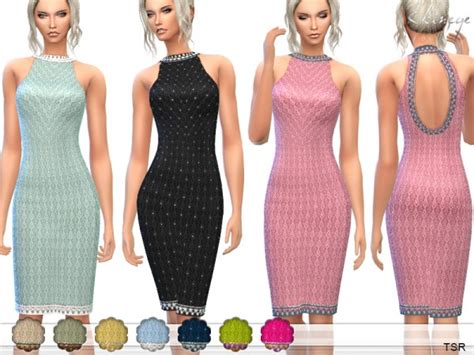 The Sims Resource Midi Dress With Open Back By Ekinege Sims 4 Downloads