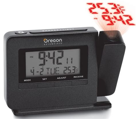 Projection digital alarm clock for bedroom, large led alarm clock projection on ceiling wall, 180°projector,dimmer,usb charger,battery backup loud dual alarm clock for heavy sleeper kid elderly buy now. Atomic Projection Clock with Indoor Temperature - 7 Gadgets