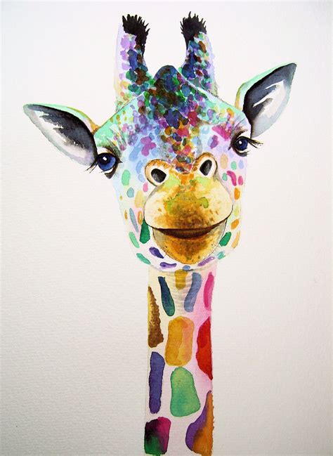 Giraffe 4 Colorful Animal Paintings Giraffe Painting Giraffe Art