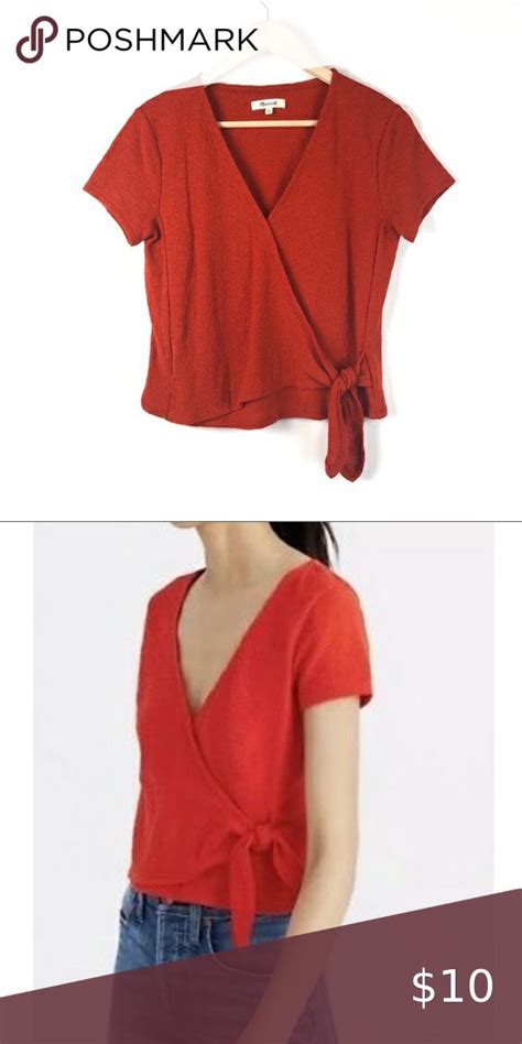 Madewell Red Wrap Top Tops Wrap Top Madewell